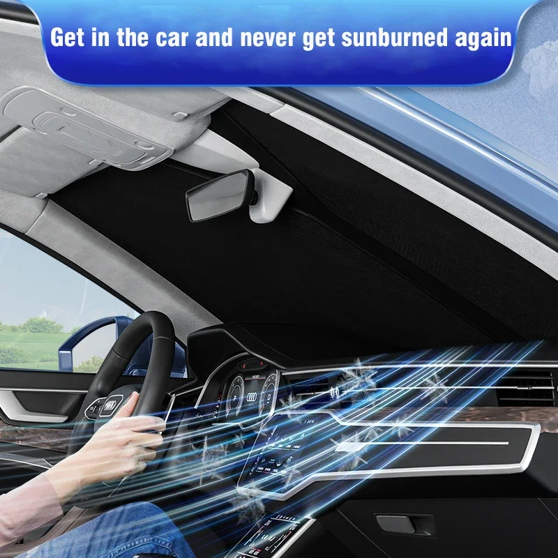 Portable Car Sun Shade Sunscreen Heat Insulation Interior Window Windshield Panel Parking Privacy Curtain Easy To Close Suitable