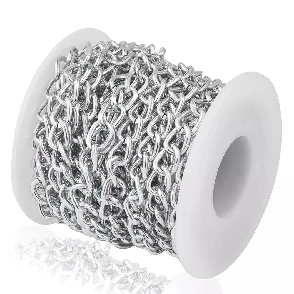 1 Roll 10x6.5x1.8mm Aluminium Unwelded Twisted Curb Chains with Spool ,5m/Roll F50