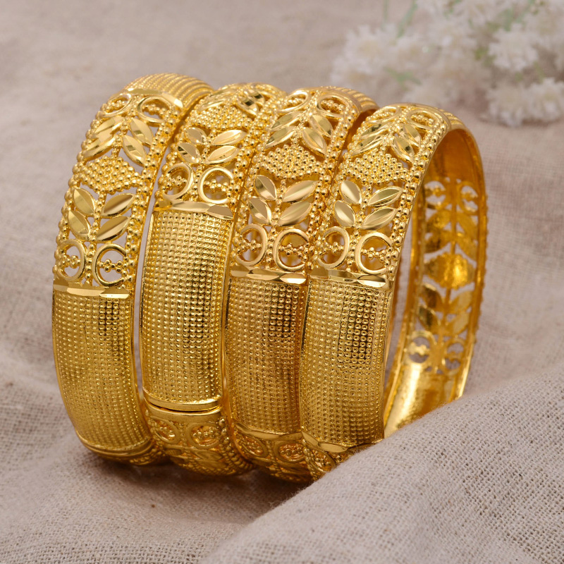 4Pcs/lot Bracelet Ethiopian Africa Gold Color Bangles For Women wheat Bracelet African Wedding Jewelry Middle East Items