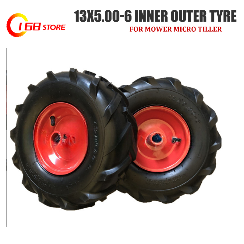13 inch herringbone inflatable wheel X 5.00-6 micro tiller tractor pneumatic tire rubber scraper