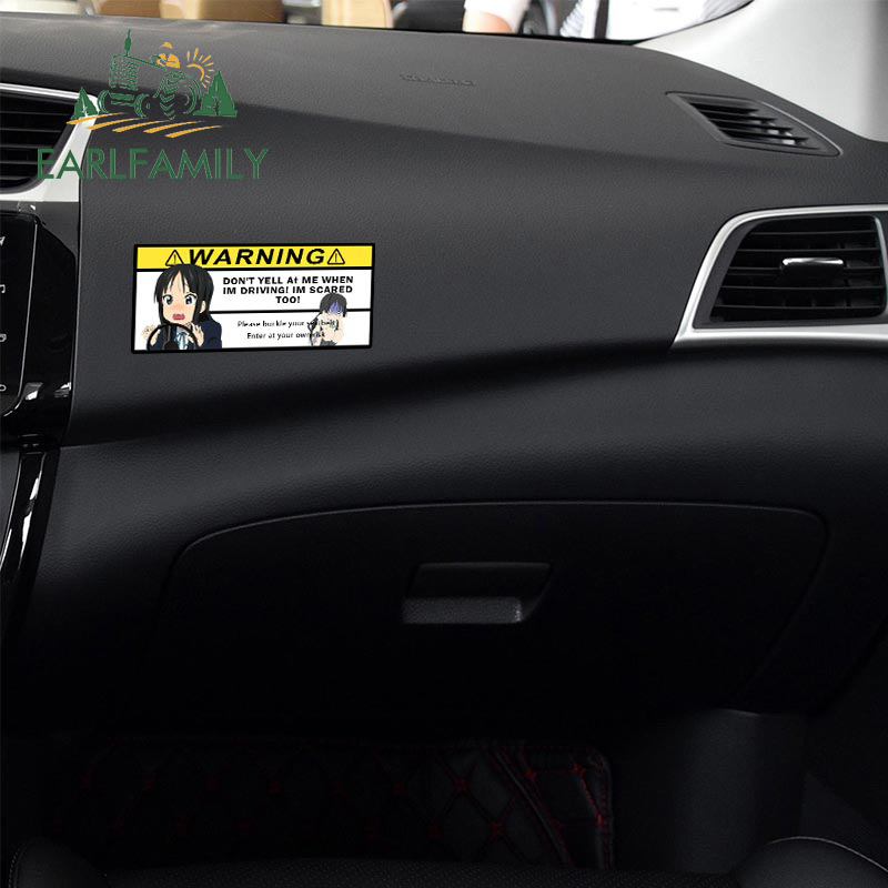 EARLFAMILY 13cm x 5.9cm for K-ON Dangerous Driving Warning Anime Car Stickers Funny Caravan Decal Motorcycle Light Barrier Decor
