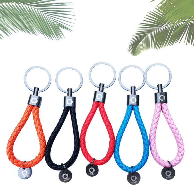 car keychain hand-woven car logo key chain key ring car key ring ring bracket for Mercedes Smart Fortwo Forfour 453 451 450