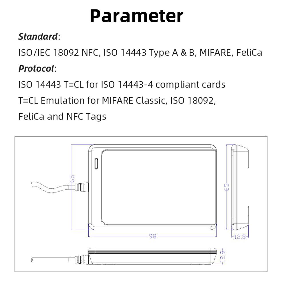 ACR122U NFC RFID Reader USB Smart Card Writer SDK M-ifare Copy Clone Software Copier Duplicator Writable S50 13.56mhz UID