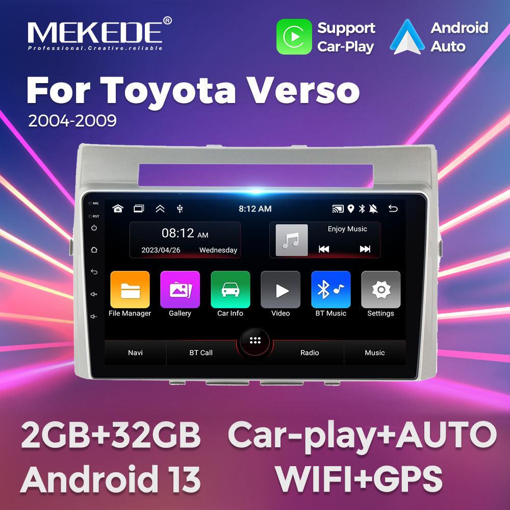 MEKEDE Carplay Multimedia Car screen stereo For Toyota Corolla Verso 2004 2005 2006 2007 2008 2009 WIFI Bluetooth Smart System