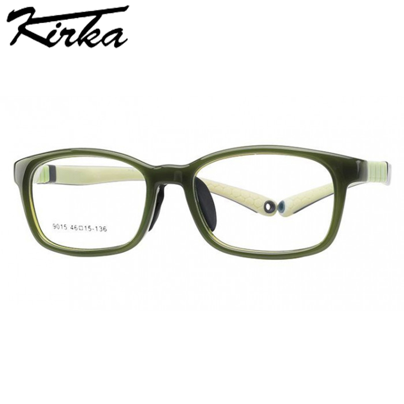 Kirka Child TR90 Eyeglasses Frames Grass Green Kids Glasses Soft Flexible Myopia/Reading Optical Boys Girls Eyewear Frame 9015