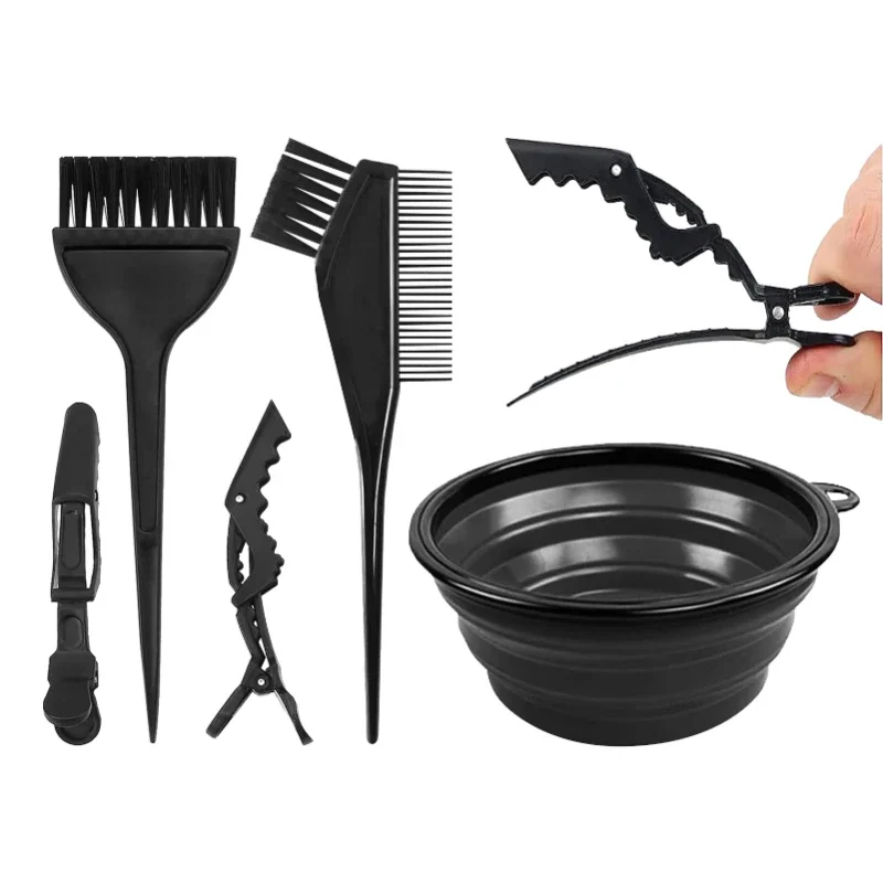 5pcs Professional Color Mixing Bowl Barber Beauty Double Side Comb Washable Hairdressing Brush Hair Dye Set Home Highlighting
