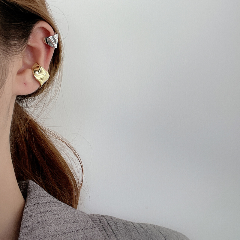 F.I.N.S 1Piece Korean Minimalist Fine Jewelry S925 Sterling Silver Ear Clip Irregular Uneven Single Ear Cuff Female No Pierced