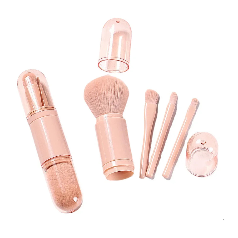 4pcs/set 4 In 1 Telescopic Portable Travel Brushes Set Eyeshadow Loose Powder Mini Makeup Brush Beauty Tools F624-6
