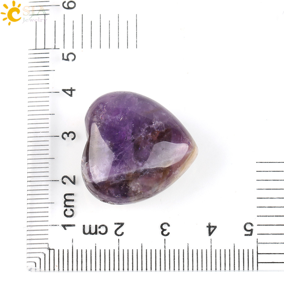 CSJA Natural Gem Stone Love Heart Pendants Lapis Lazuli Tiger Eye Clear Crystal Pink Quartz Opal Reiki Chakra DIY Jewellery E570