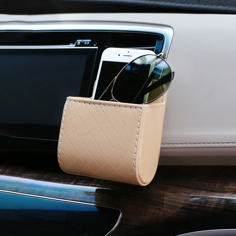 Car Air Outlet Mobile Phone Pocket Organizer Holder Hanging Sundries Storage Glasses Bag Auto Accessories Stowing Tidying
