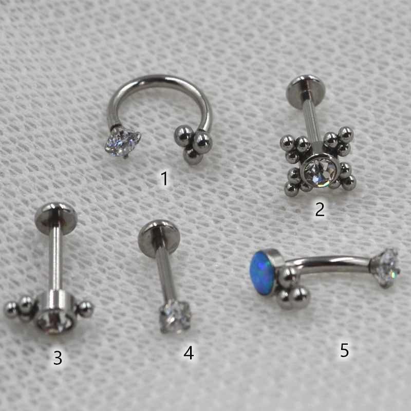LOT50pcs 16G Body Jewelry Piercing - CZ Opal Internal Thread Lip Labret Studs Ear Ring Rook Helix Bar Eyebrow Nose Piercing New