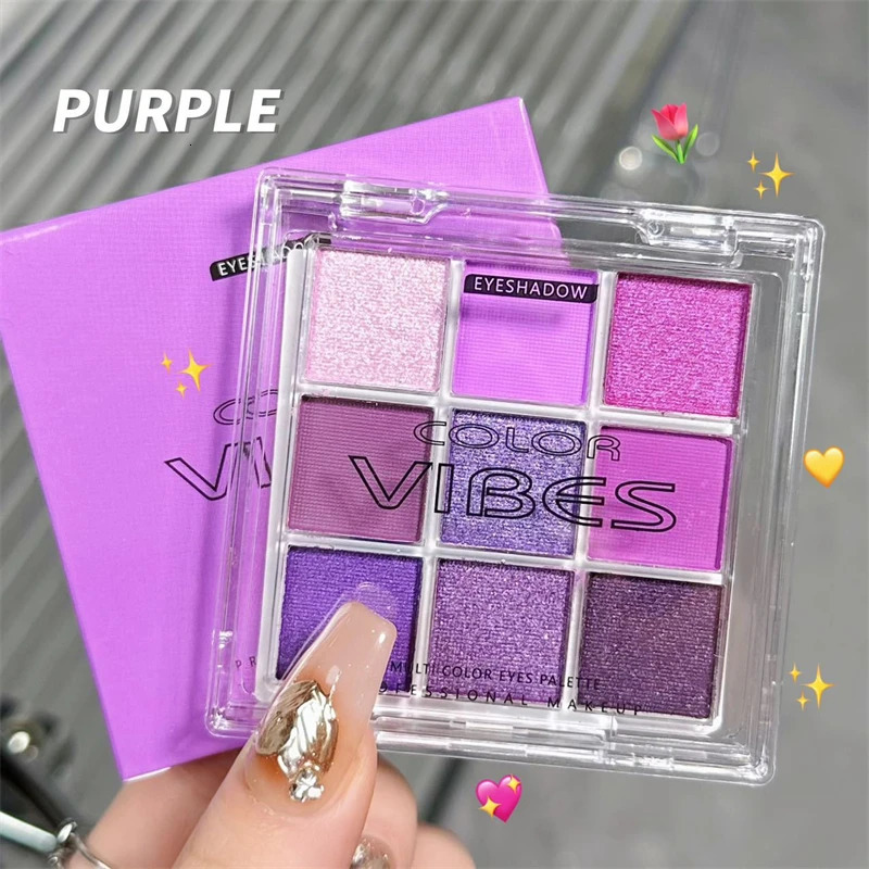 9-color Acrylic Eyeshadow Makeup Pallete Glitter Matte Eye Shadow Long Lasting Shimmer Purple Blue Greeen Eyeshadow Eye Pigments 240624