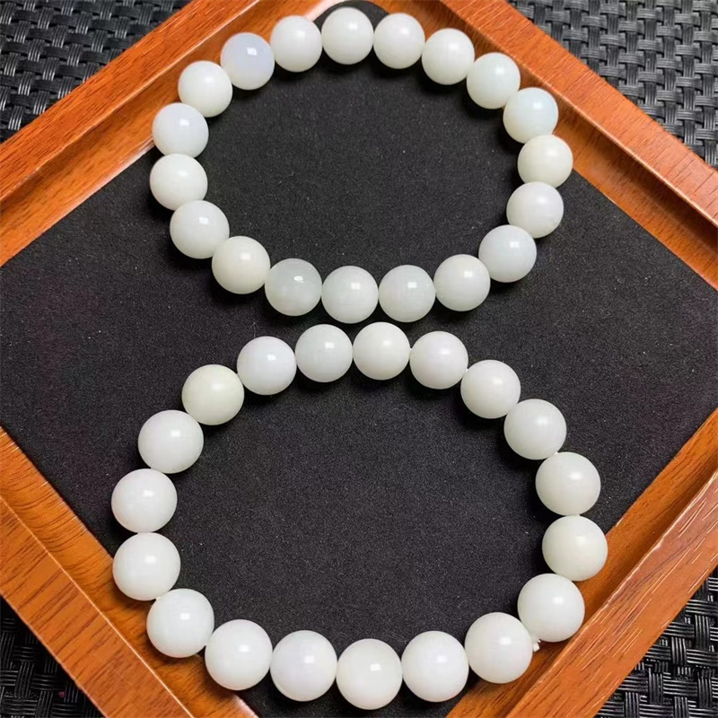 10mm Natural white opal Bracelet Crystal Smooth Round Beads For Jewelry Making Healing Holiday Gift 1PCS