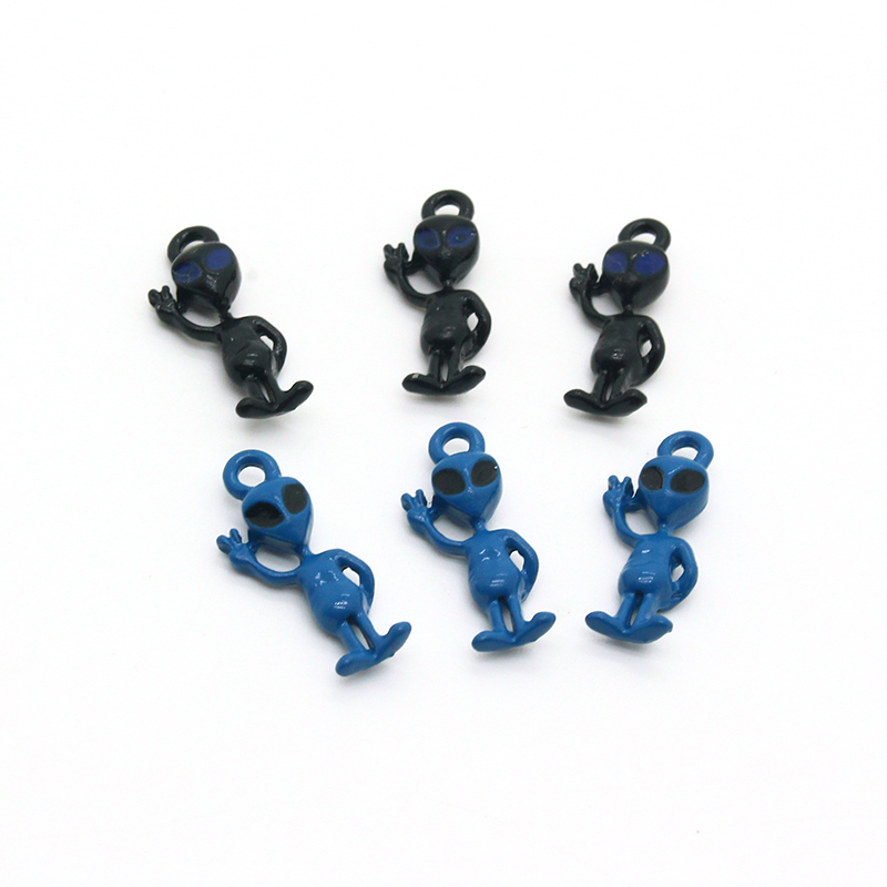 6pcs 20x7mm 3D Anime Aliens Enamel Charms Creative Funny Earring Necklace Keychain Pendant Accessory DIY Crafts Jewelry Make