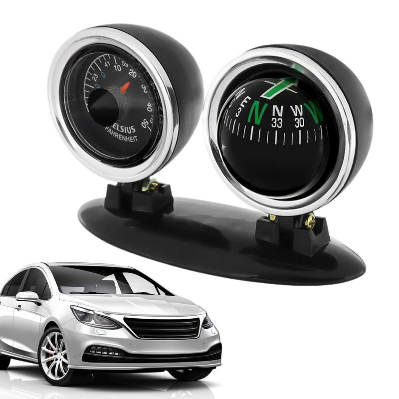 Car Compass with Temperature Tester Multifunctional Clear Scale auto Guide Ball Multifunctional Dashboard Ornaments for vehicles
