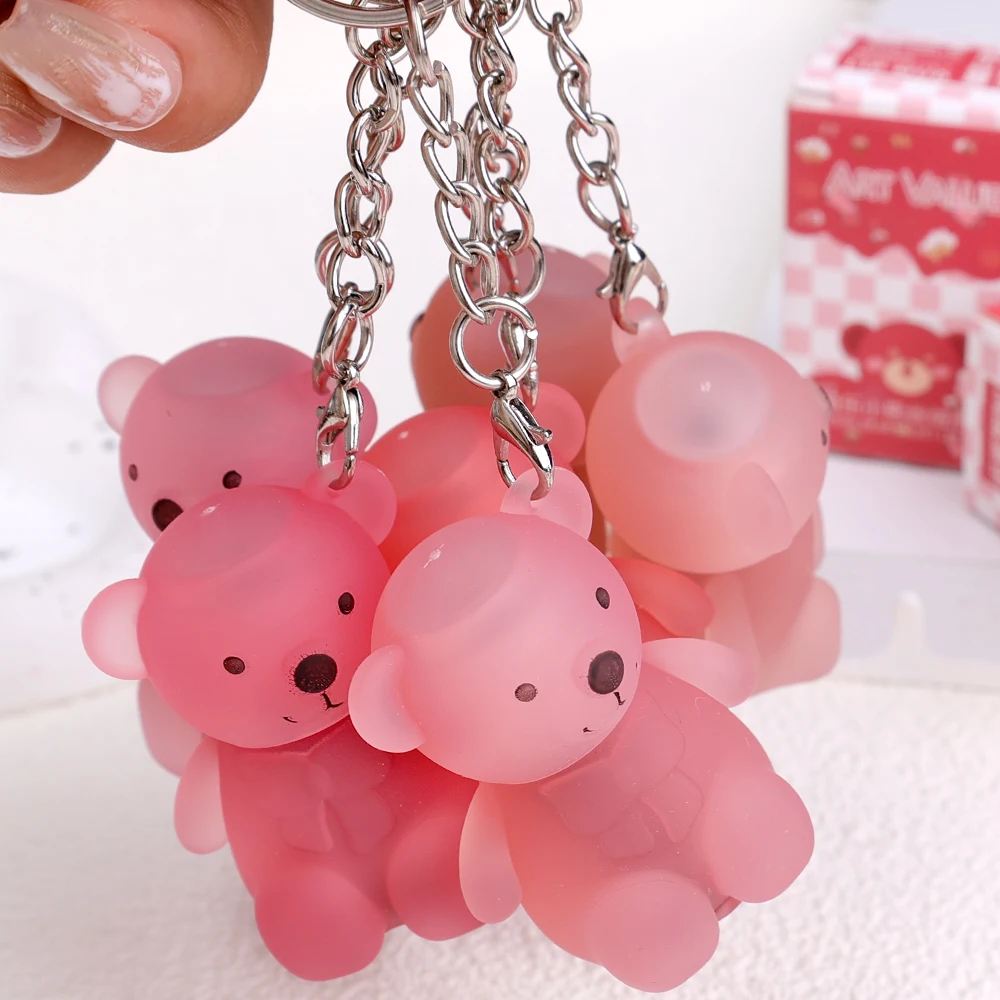 New 12 Colors Cute Bear Keychain Lip Mud Sexy Red Pink Matte Velvet Liquid Lipstick Waterproof Long Lasting Lips Makeup Cosmetic