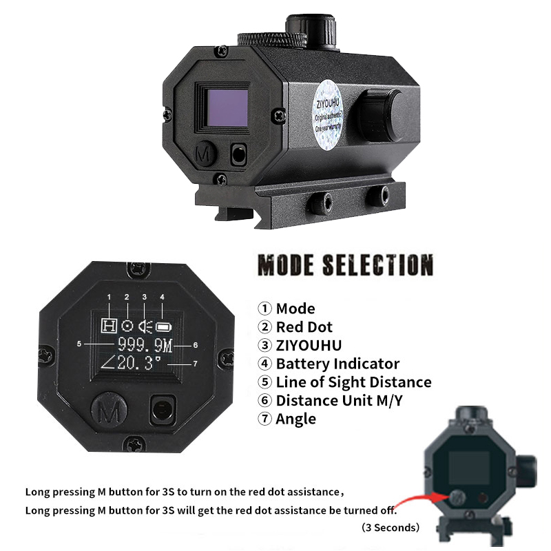 ZIYOUHU-MINI8 Caza Sniper Laser Rangefinder Riflescope Long Range 1200m, Real-Time Ranging Distance Meter, Telemeter for Hunting