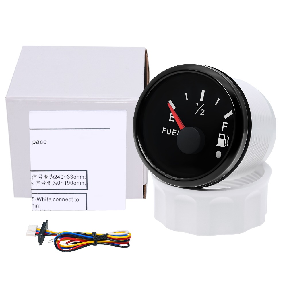 New 52mm Fuel Level Meter 0-190ohm 240-33ohm Fuel Tank Gauge For Marine Boat Car 7 Color Backlight 12V 24V Fuel Level Indicator