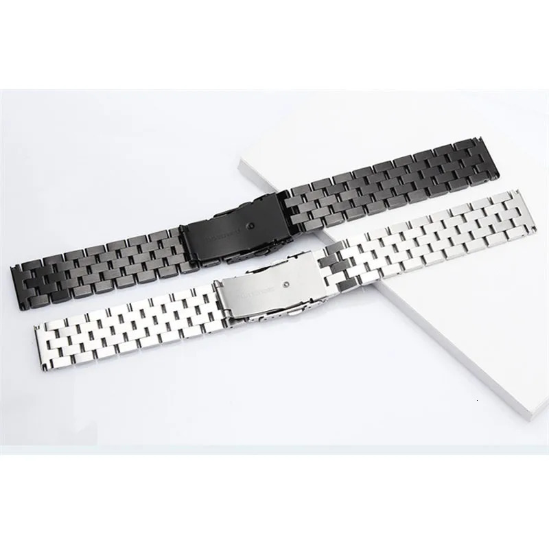 18mm 20mm 22mm 24mm 26mm Stainless Steel Watch Band Silver Black Metal Watch Strap Women Men Wrist Bracelet Watchband with Tool 240624