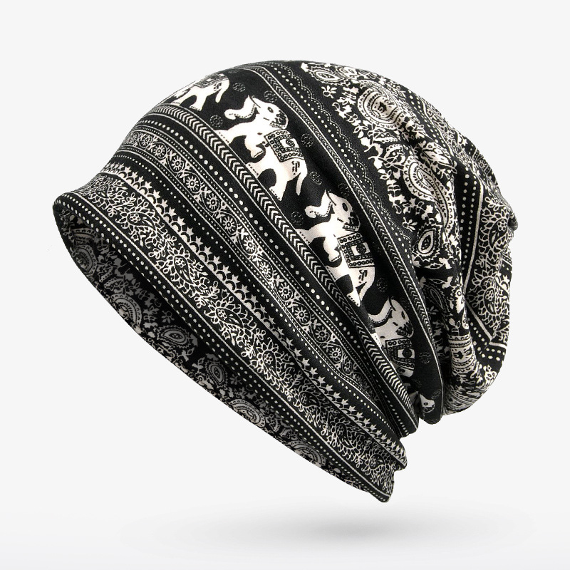 COKK Turban Hat Female Winter Beanie Stocking Hats for Women Men Elephant Pattern Skullies Beanies Bonnet Cap Male Plus Velet