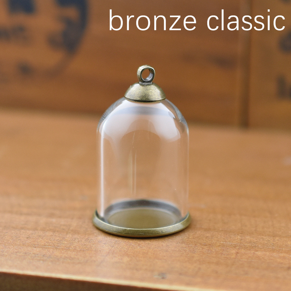 10pcs 25*18mm Glass Tube With Setting Base Beads Cap Hollow Glass Pendant Glass Bottle Jewelry Findings Handmade DIY Materials