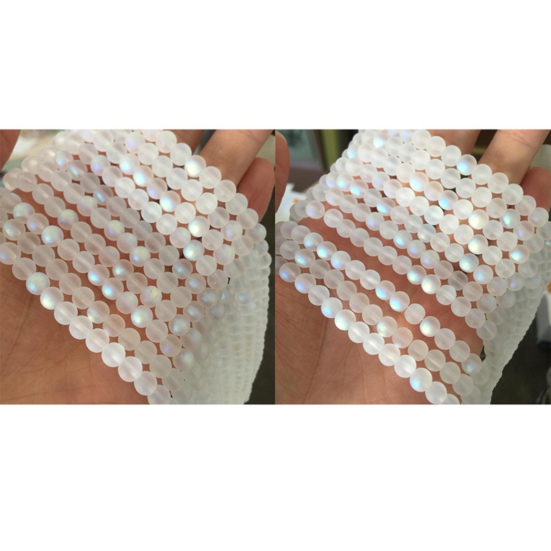 White AB Frosted Austrian Crystal Round Beads For Jewelry Making 4/6mm Glitter MoonStone Beads Diy Bracelet Necklace