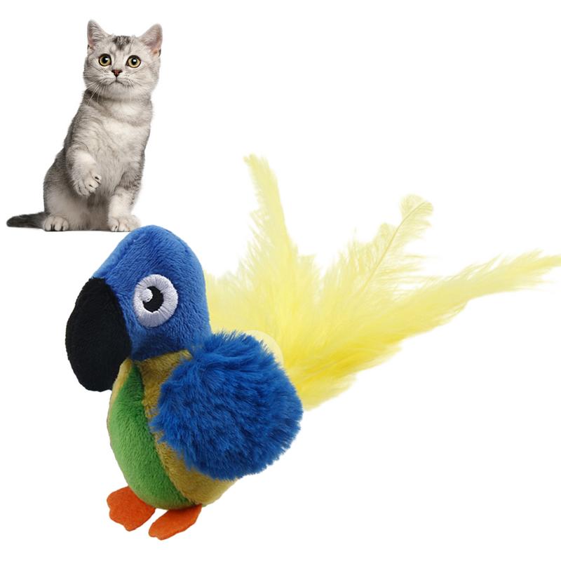 Electric Cat Toy Parrot Shaped Electronic Pet Toy Portable Kitten Fun For Relax Explore Entertain Cute Bird Toys With Sound For