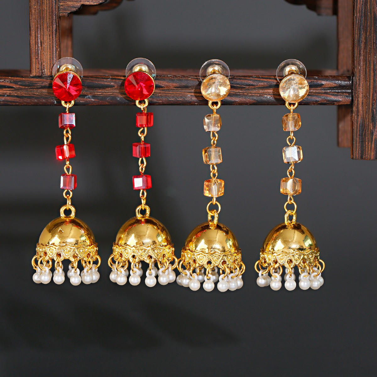 Jhumka Jhumki Multicolor Beads Tassel Indian Earrings For Women Earring Charms Long Dangle Afghan Egypt Turkish gypsy Jewelry