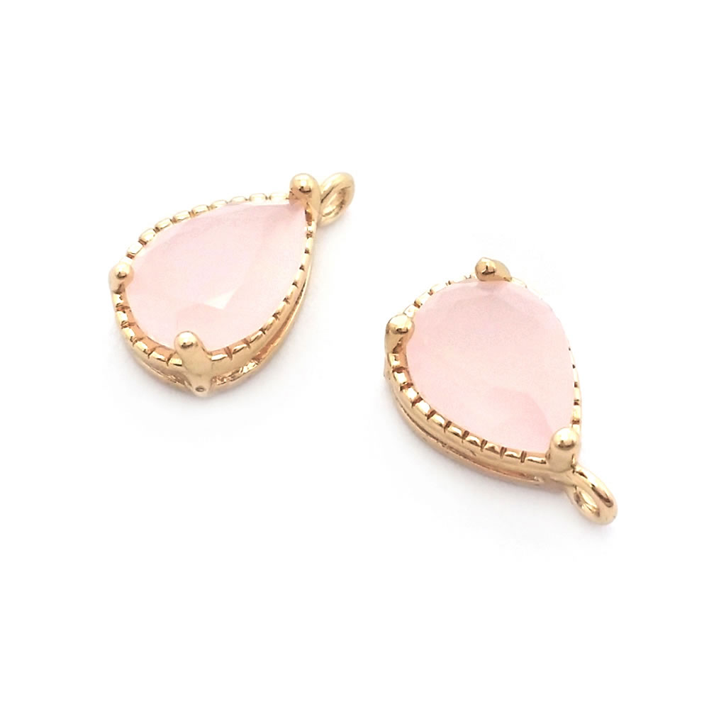 10PCS 6x8MM High Quality Champagne Gold Color Brass and Glass Drop Shape Charms Pendants Jewelry Necklace Earrings Accessories