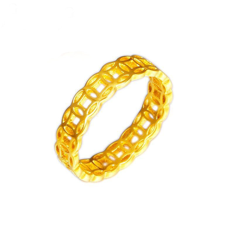 MxGxFam Round Hollow Rings Jewelry For Women Classic 24 k Pure Gold color Original Design