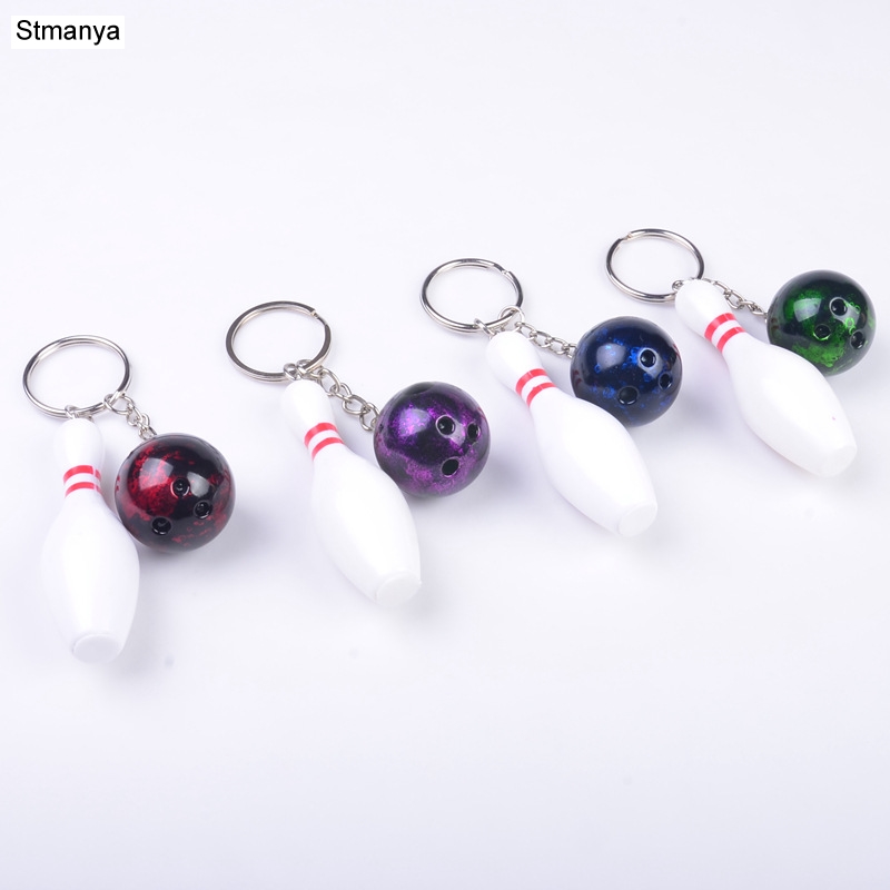 Design Cool Luxury sports Keychains Key Chain Car Key Ring Bowling chain color pendant For Man Women Gift wholesale 17164