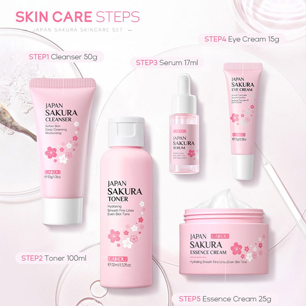 Facial Cleaner Korean Face Serum Peeling Gel Moisturize Fade Dark Circles Eye Cream Cosmetics Skin Care Set
