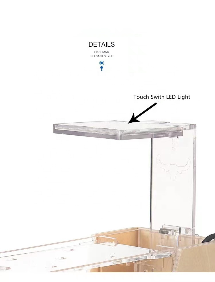 Acrylic Mini Fish Tank Mini Office Desktop Small Aquarium Tank With LED Touch Light