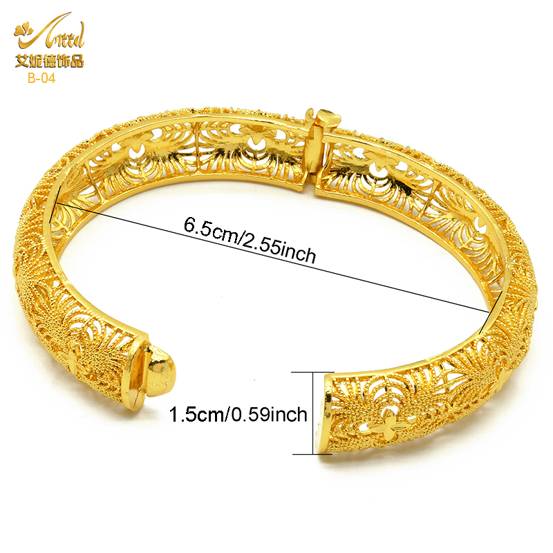 ANIID Dubai 24K Gold Color Bracelets For Women Luxury Jewelry Designers Indian Bangles African Arabic Wholesale Wedding Bridal