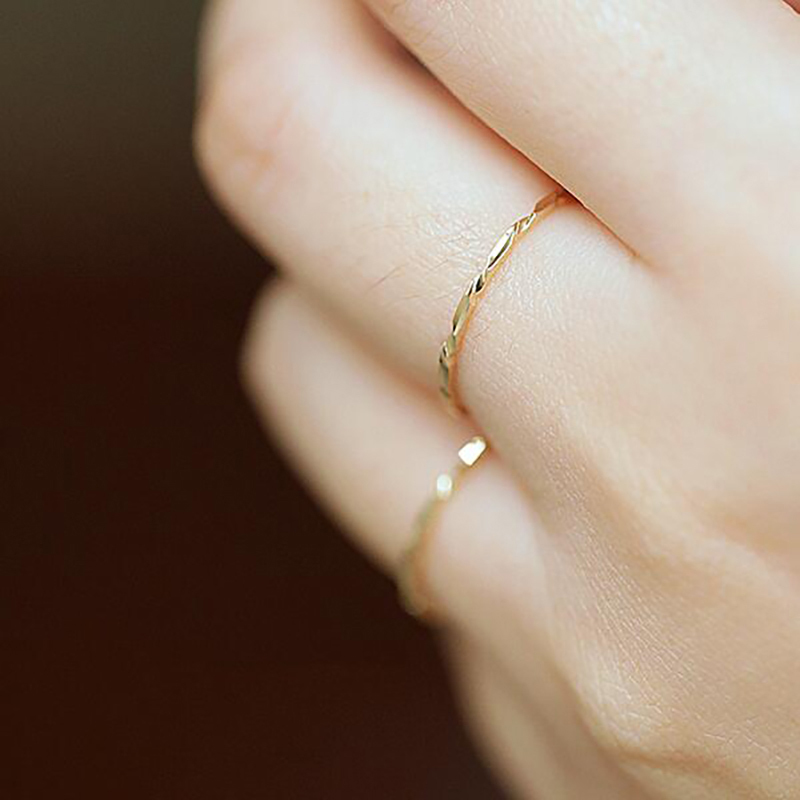 GOLDtutu 14K Solid Gold Ring, Thin Ring, Stacking Ring, Dainty Gold Ring, Minimalist, Mid-century Bff Bride, kj506