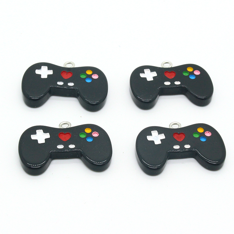10pcs Black Video Game Controller Earring Resin Charms Smooth Kawaii Cute Necklace Keychains Pendants Diy For Jewelry Accessory