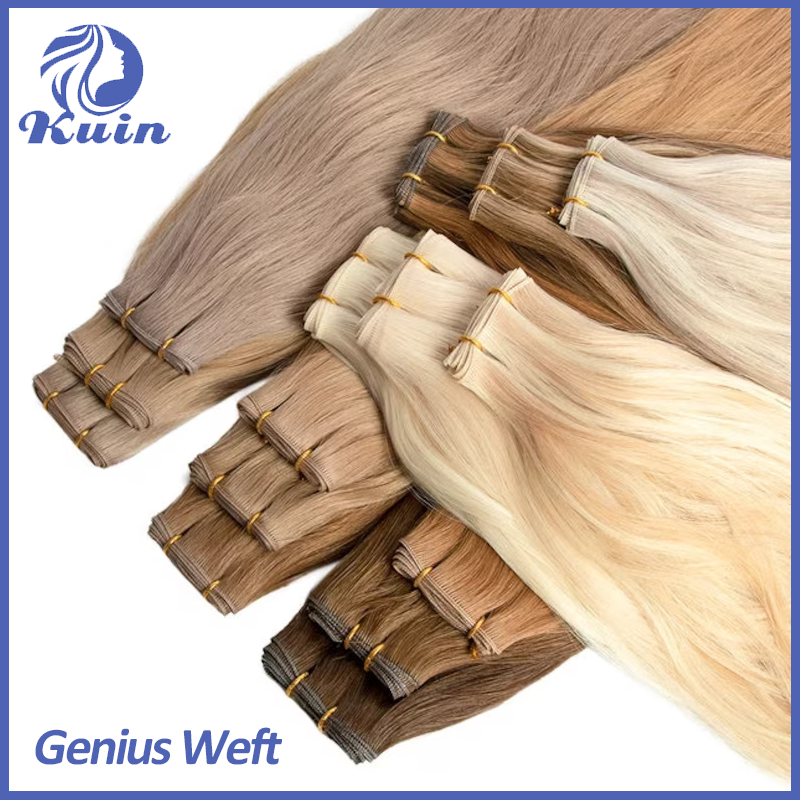 Genius Weft Human Hair Extensions Straight Raw Virgin Hair Weaves Bundles Invisible Lightweight 100g Double Drawn Hairpiece