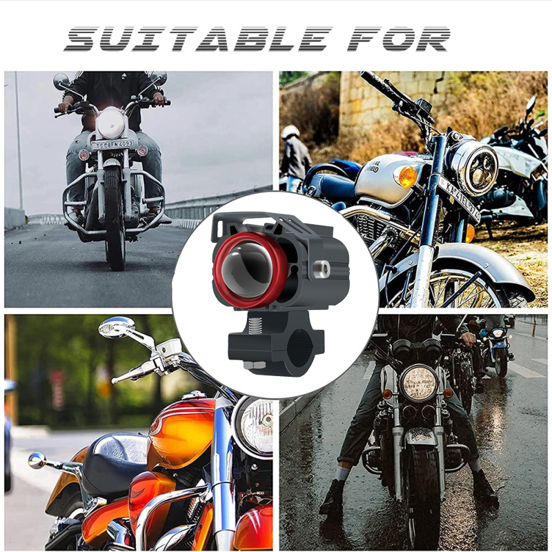 Motorcycle LED Auxiliary Headlight Spotlight Projector Lens Driving Fog Light White/Amber With Switch for Car Off-road 4X4 ATV