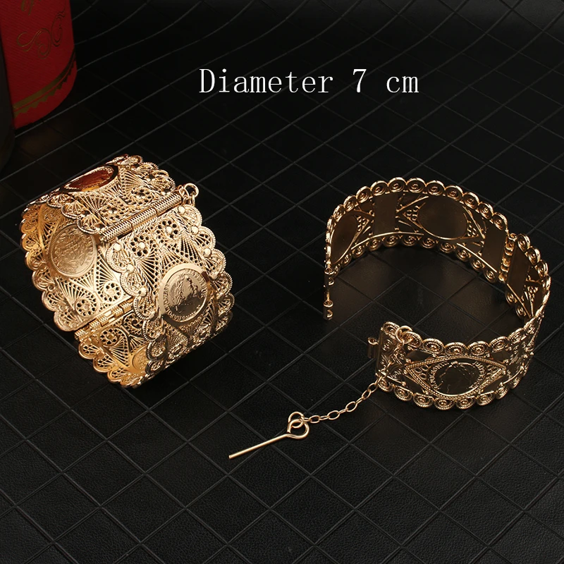 Arab Bridal Bracelet Coin Gold Plated Bracelet Ethnic Jewelry Algerian Ladies Side Cuff Bracelet Party Gift