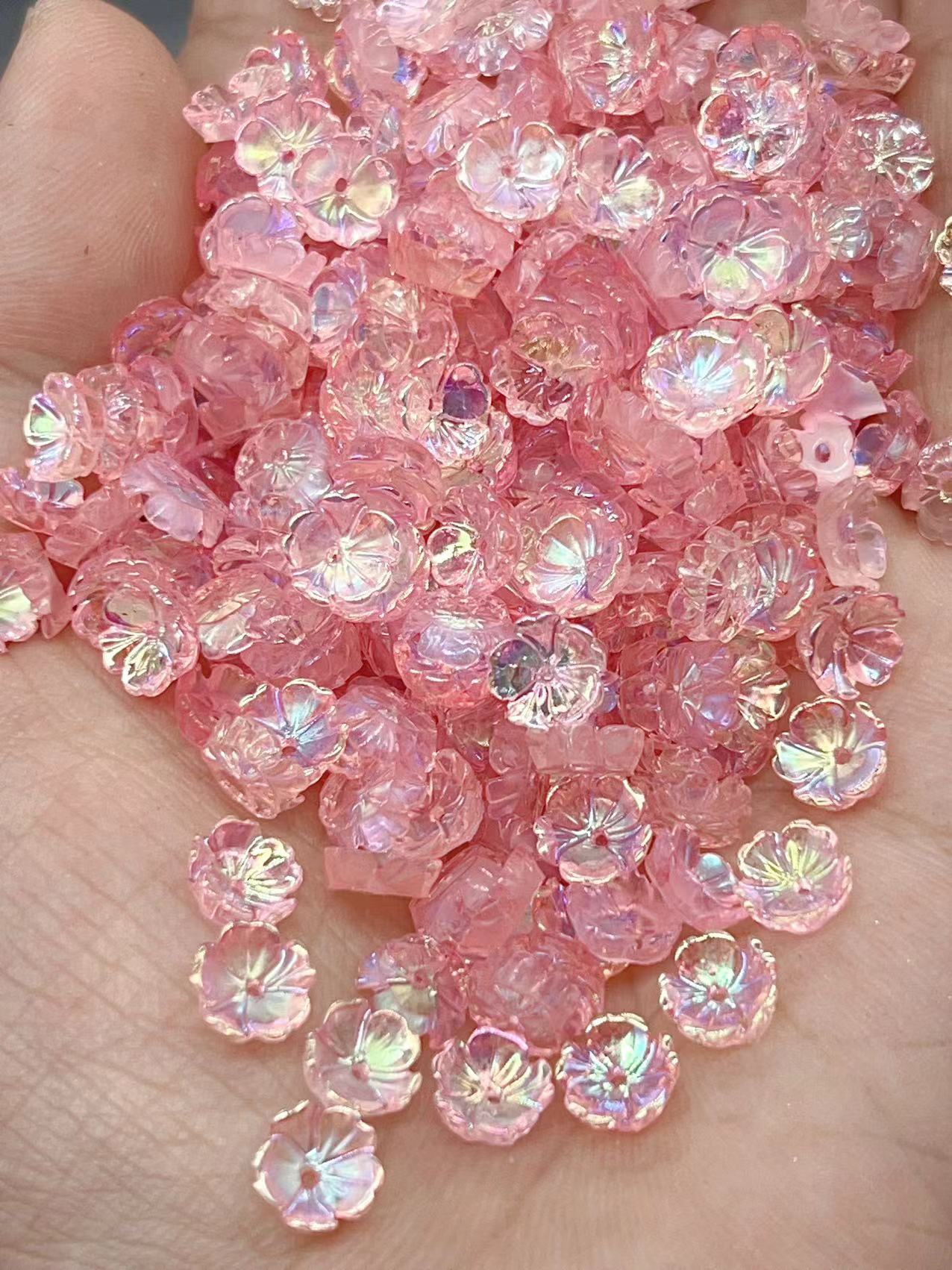 50pcs 3D Pink Kawaii Resin Series Nail Art Charms Kawaii Bow Flower Heart Nail Decorations Bulk Manicure Rhinestones Jewelry DIY