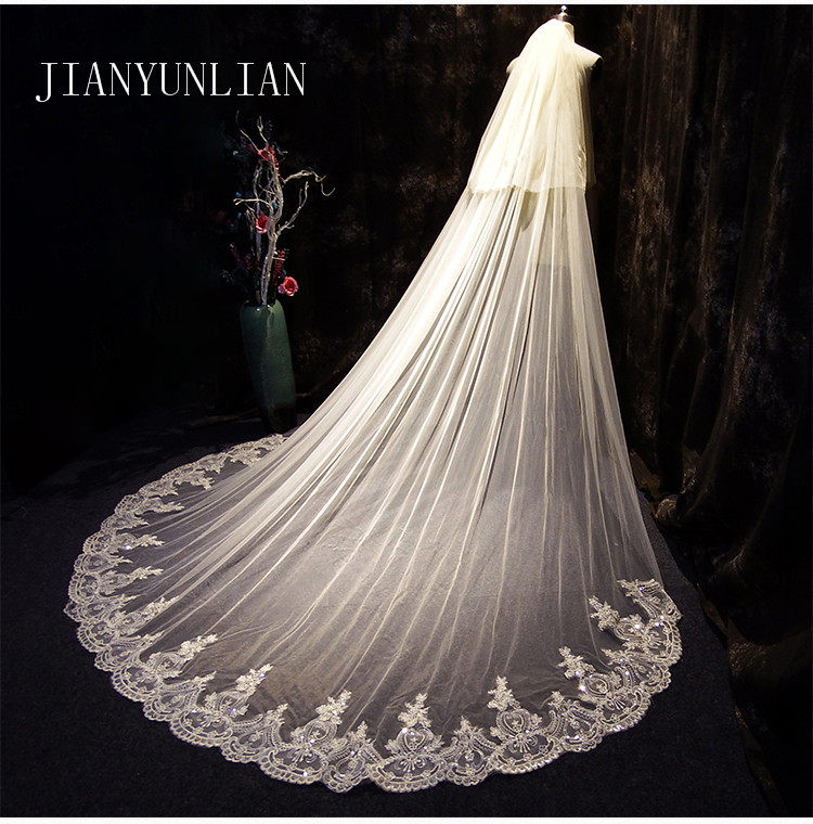 New Arrival White Ivory 2 layers Wedding Veils Long Lace Edge Bridal Veil Wedding Accessories Bride Veu Wedding Veil