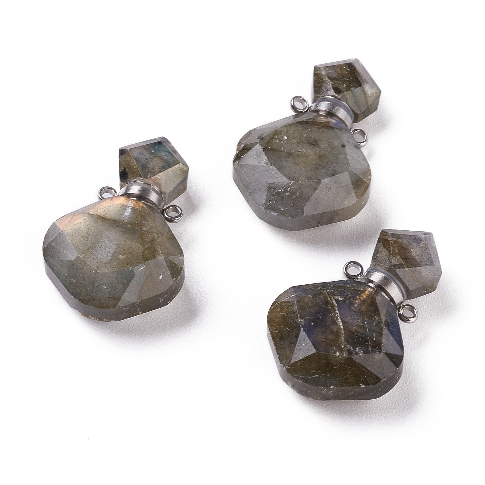1pc Rhombus Natural Stone Amazonites Perfume Bottle Pendants For Necklace Reiki Essential Oil Diffuser Bottle Charm Jewelry