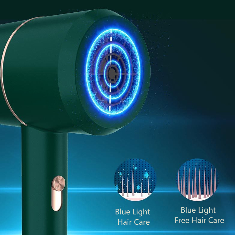 Electric Hair Dryer Negative Ionic Strong Hot Cold Wind Blower Mini Hair Dryer For Home Appliance BlueLight Care Secador De Pelo