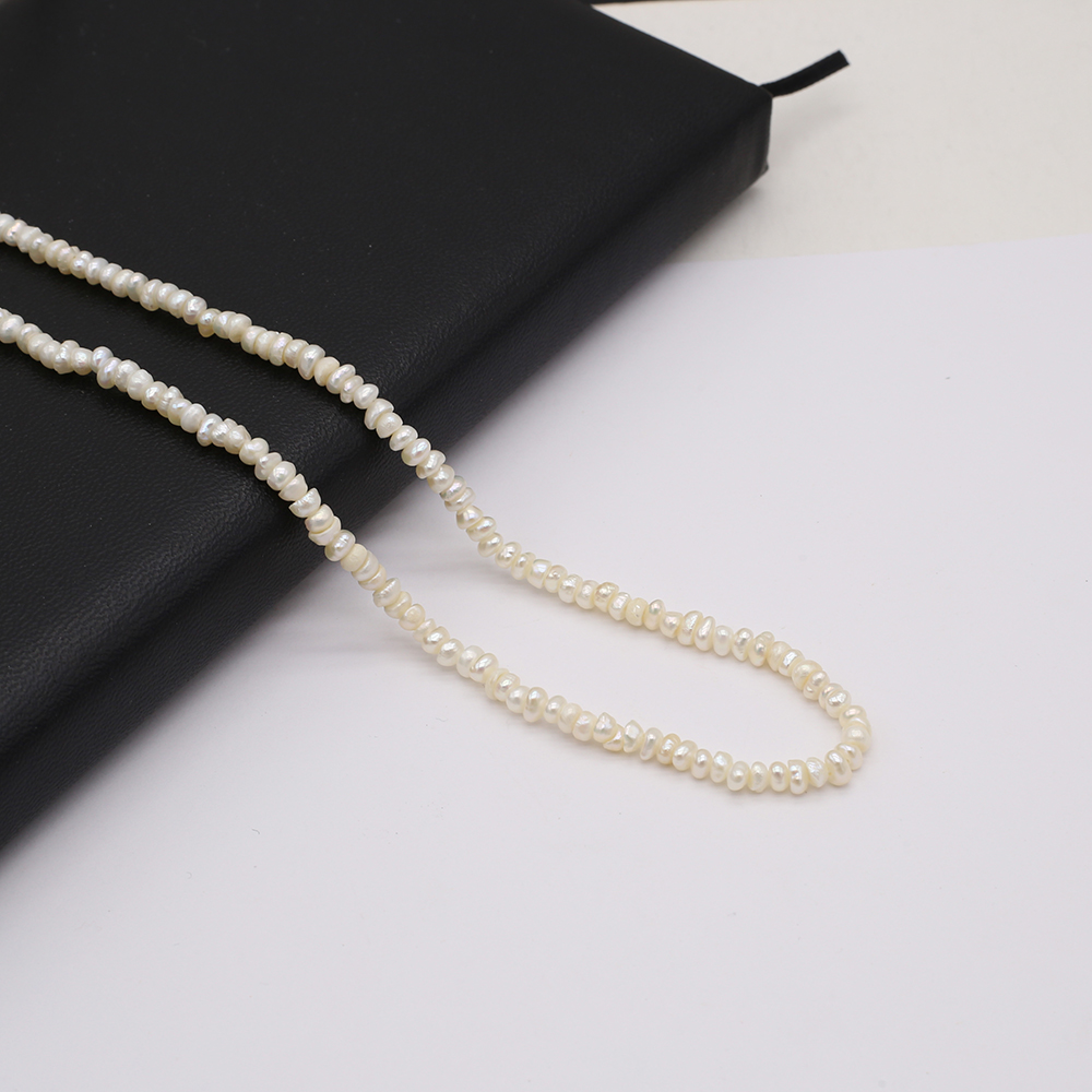 Natural Freshwater Pearl Beads White Oblate Shape Partial Hole Loose For DIY Charm Bracelet Necklace Jewelry Accessories Making