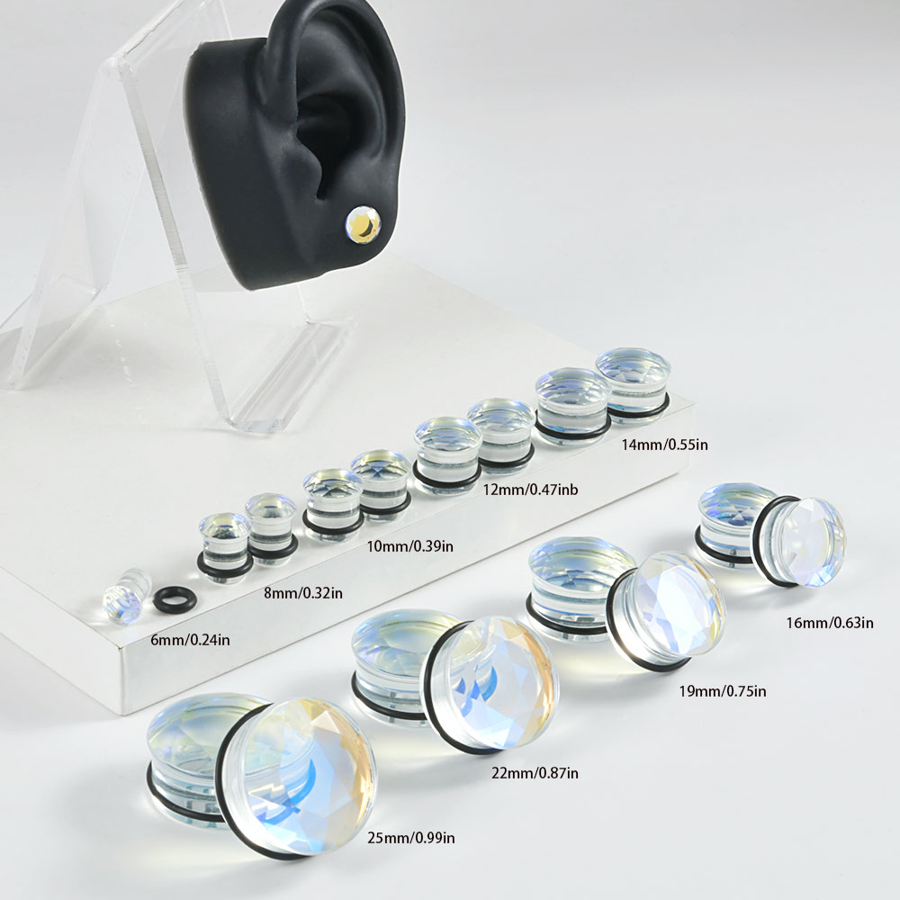 2Pcs Stone Single Flared Ear Plug Waist Drum Ear Plug Gauge Flared Plugs Earlets Gauge Expander Body Piercing Jewelry
