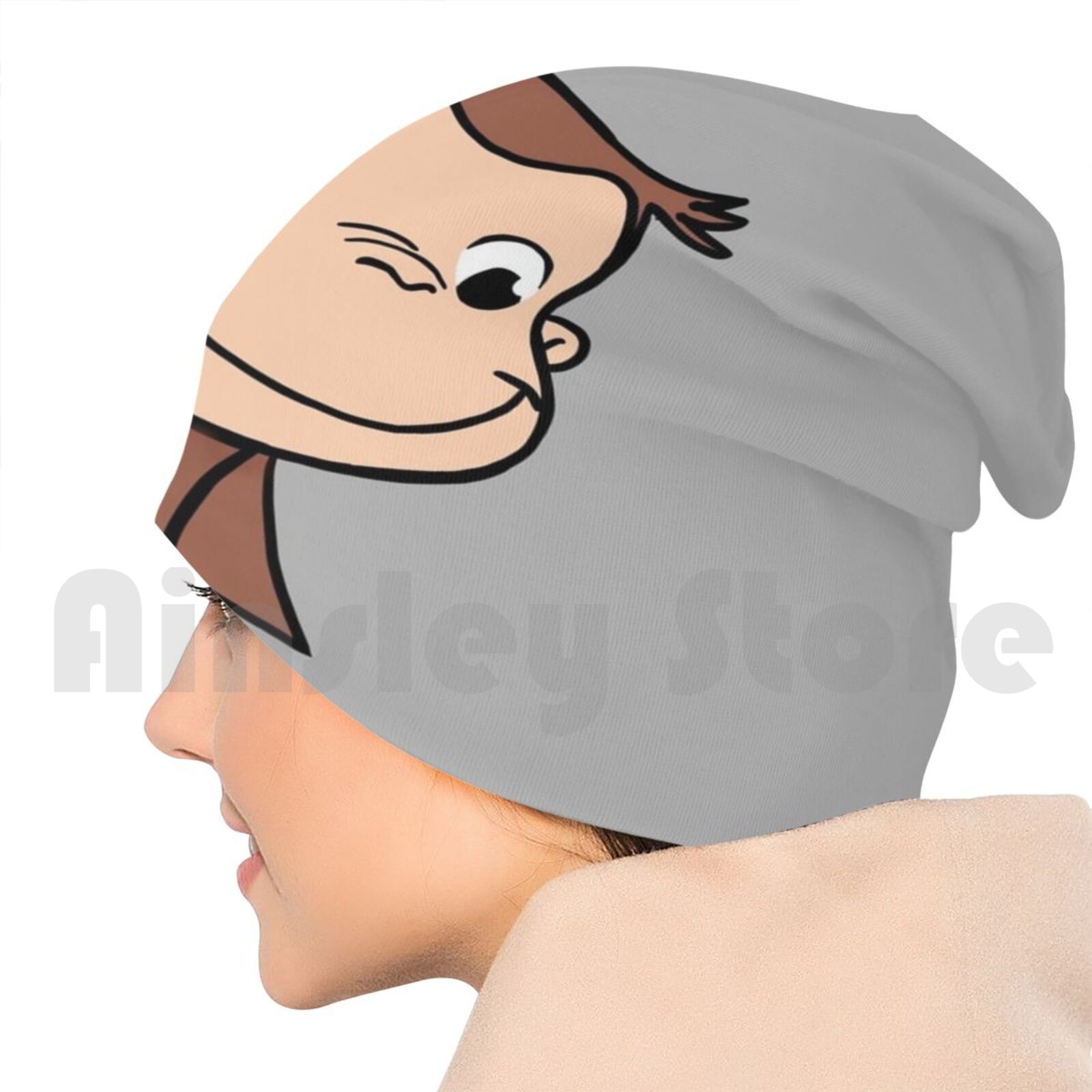 Curious George Beanies Pullover Cap Comfortable Cute Brown Monkey Curious George Beige Pbs Kids Children Girls Daisy