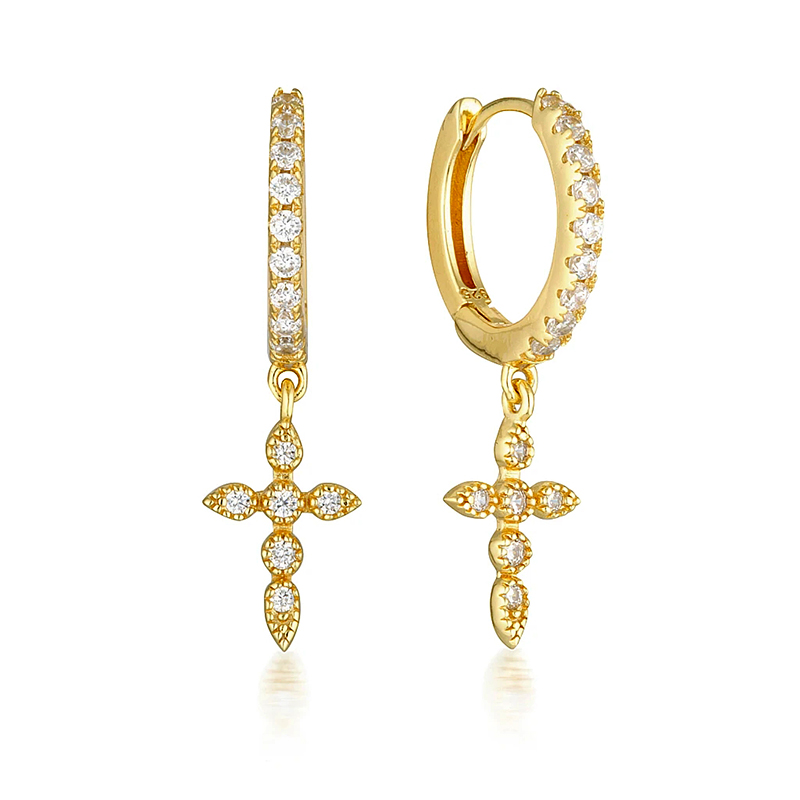 ROXI Copper Colorful Cross Hoop Earrings for Women Girls Summer Jewelry Earring Brincos C Shape Ear Studs Long Huggie Earrings