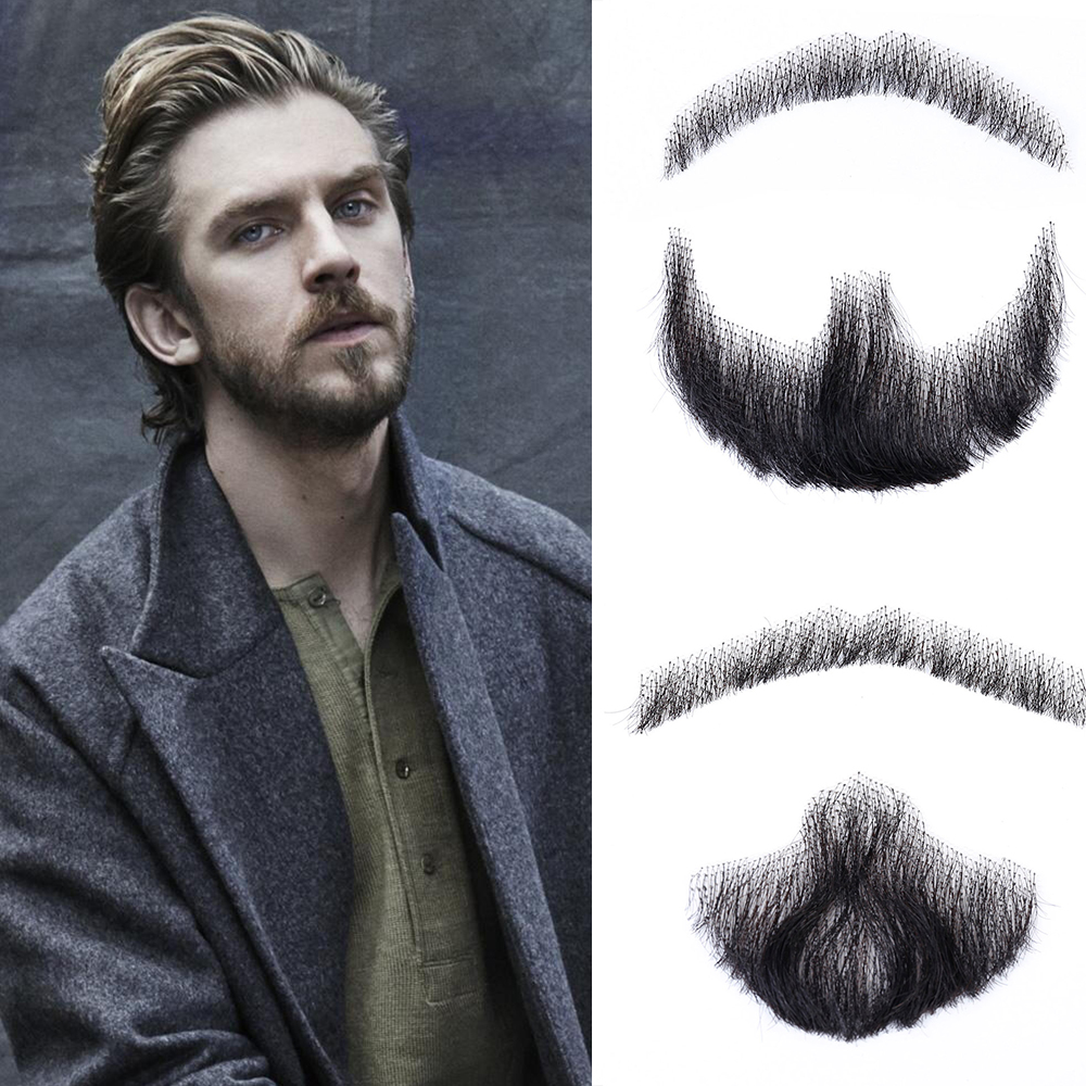 LiangMo Nep Lace Beard Hand Made By Hair Fake Beard For Man Mustache Fancy Synthetic Lace Invisible Mustachio Barba falsa