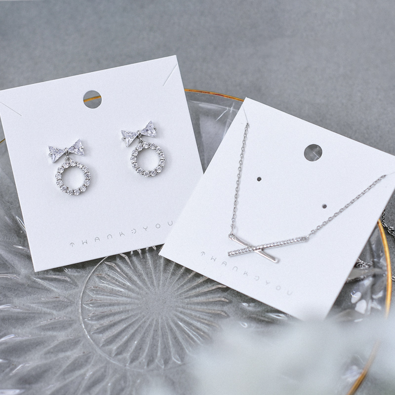 New Hot 350gsm Popular White Paper Cardboard Stock Jewelry Necklace & Earrings Display Cards Holder Tags Price Label