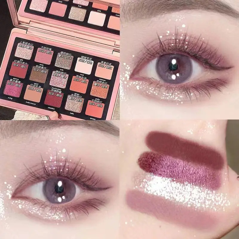 TINGPHE Vintage 15-Color Bronzing Pan Cold Tone Cement Gray Eyeshadow Pan Student Affordable Earth Color Glitter Rose Makeup 240624